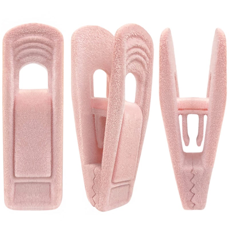 TOFIIGREM Light Pink Velvet Hangers Clips 20 PCS, Non-Slip Velvet Clip for Pant Skirt Velvet Hangers, Strong Flocking Hangers Clips - Image 1