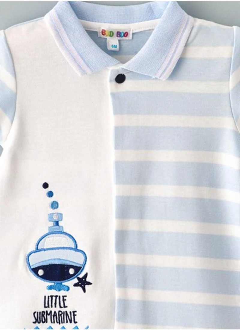 Boo Boo Infant Little Submarine Print Striped Romper