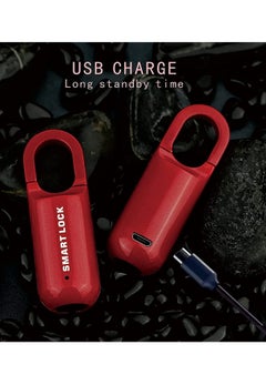 Generic Fingerprint Padlock Multifunctional USB Smart Cabinet Keyless Home Travel Case Drawer Anti Theft Zinc Alloy Lock (Red)  - Image 2