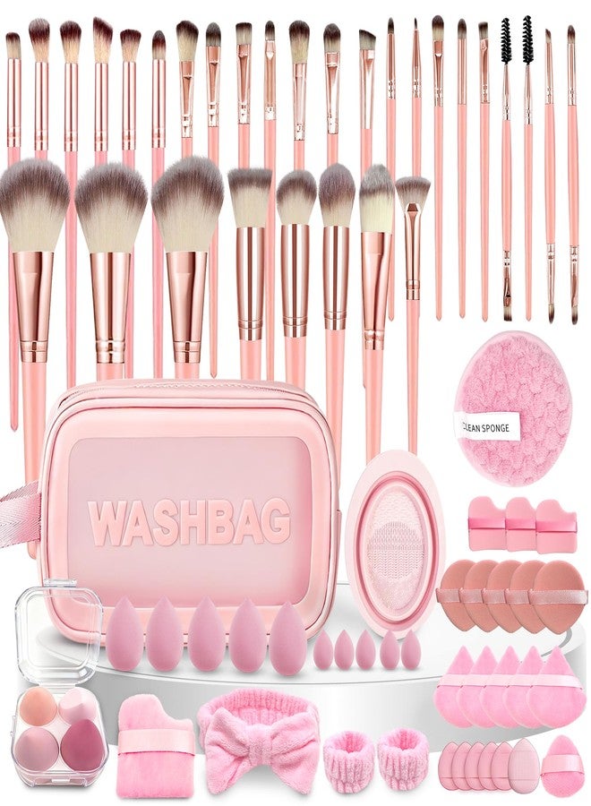 CLRDZN 70Pcs Makeup Brushes Set, Pink Professional Makeup Brush Set Multi-functional Makeup Brush Kit, Eye and Face Makeup Brushes & Tools, Premium Synthetic Facial Makeup Accessories - Image 1