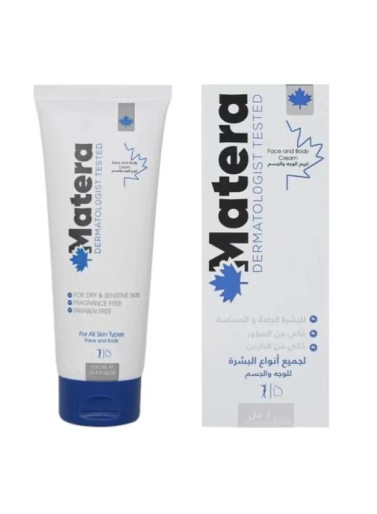 Matera Moisturizing Face and Body Cream for Dry and Sensitive Skin - 100ml