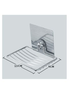 RATSAW 2 Pack Sturdy Soap Dish Holder Self Adhesive Wall Mounted Soap Sponge Holder Stainless Steel Storage Saver Rack for Home Kitchen Bathroom Shower  - Image 3