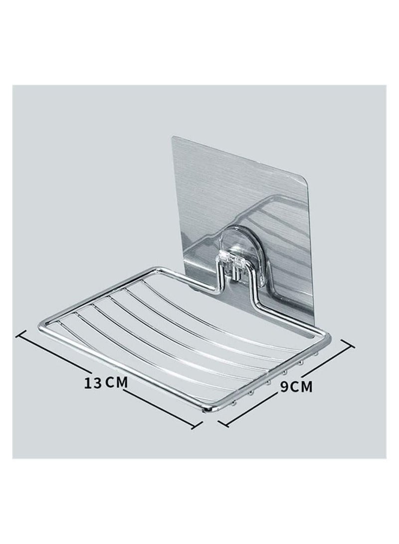 رات سو 2 حامل للصابون قوي مثبت على الحائط بلاصق ذاتي من الفولاذ المقاوم للصدأ لتخزين الصابون والإسفنج في المنزل والمطبخ والحمام والدش - Image 3