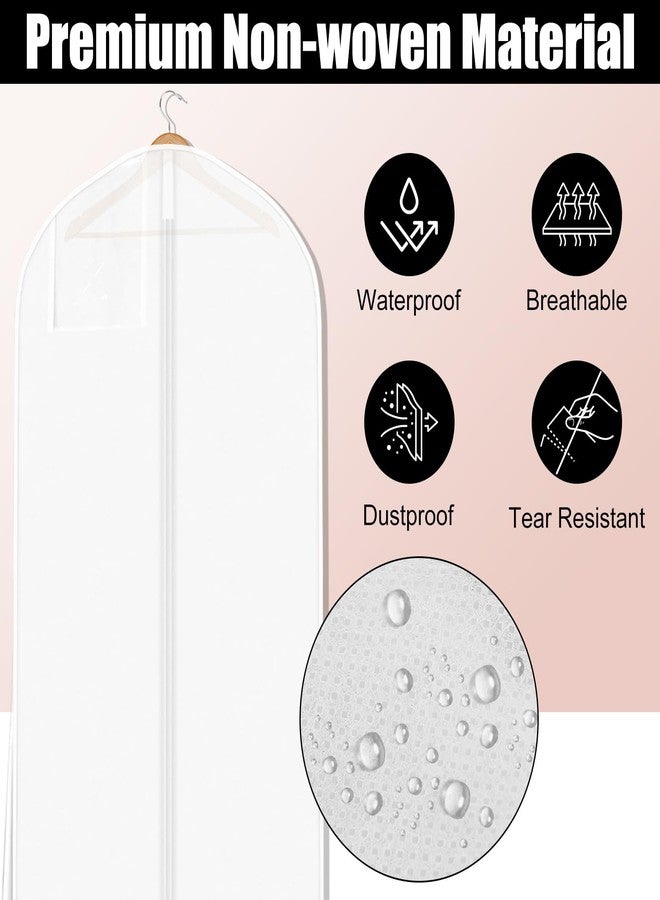 Svaldo White Wedding Dress Garment Bag, 16" Wide Gusset Dress Bags for Gowns, Long Evening Dresses & Prom Dresses for Women, Bride, Bridesmaid, Wedding Dress Bag, Dress Garment Bag Women, 70x24x16" - Image 4