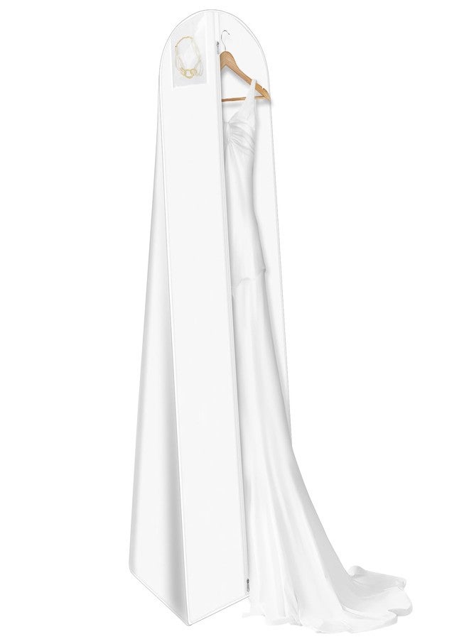 Svaldo White Wedding Dress Garment Bag, 16" Wide Gusset Dress Bags for Gowns, Long Evening Dresses & Prom Dresses for Women, Bride, Bridesmaid, Wedding Dress Bag, Dress Garment Bag Women, 70x24x16" - Image 1