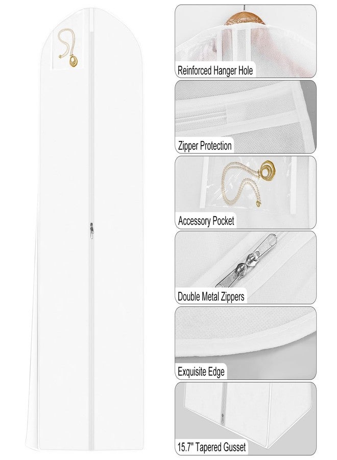 Svaldo White Wedding Dress Garment Bag, 16" Wide Gusset Dress Bags for Gowns, Long Evening Dresses & Prom Dresses for Women, Bride, Bridesmaid, Wedding Dress Bag, Dress Garment Bag Women, 70x24x16" - Image 3