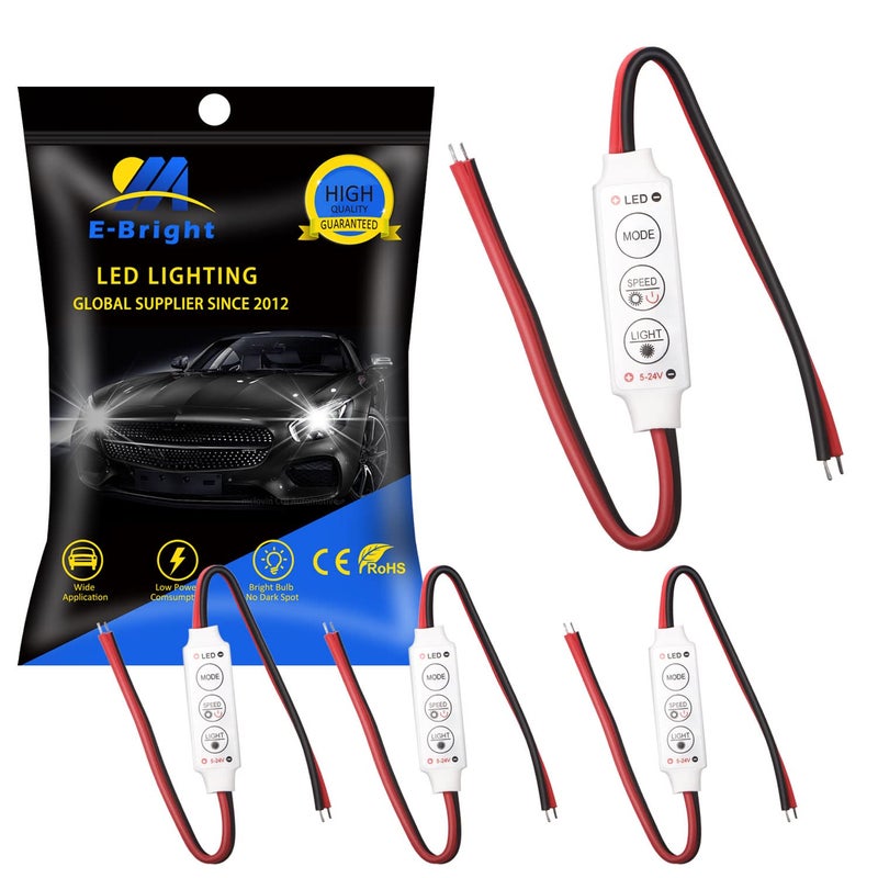 YM EBright LED Flash Strobe Controller for LED Strip Light Bulb Flasher Module Compatible with Car Boat Household DC 5V24V Memory Function Pack of 4