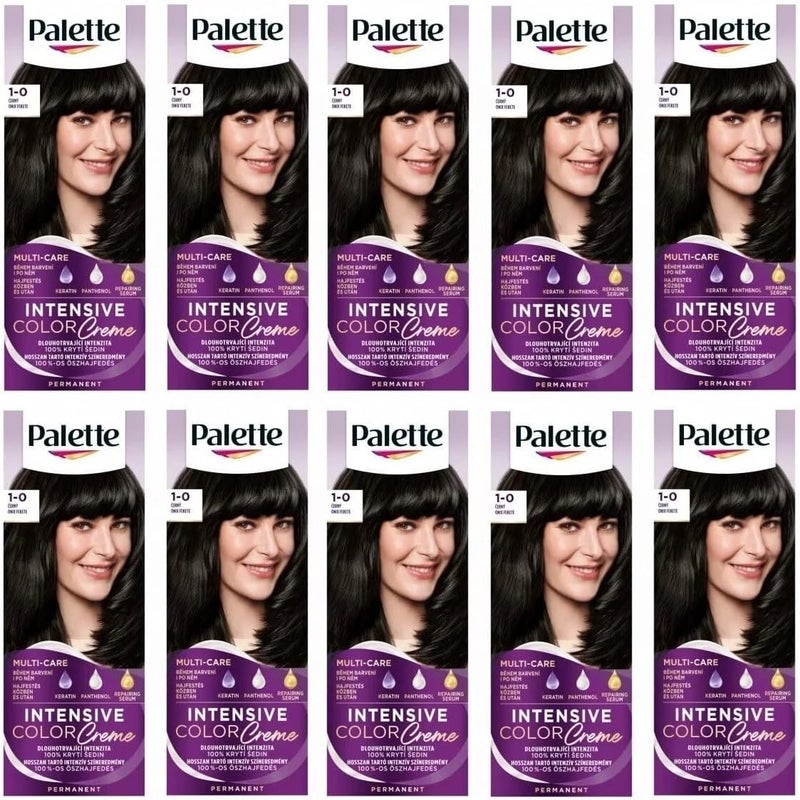 Palette Intensive Colour Cream 10 N1 Black Hair Colour Full Box with English Instruction Leaflet Pack of 10