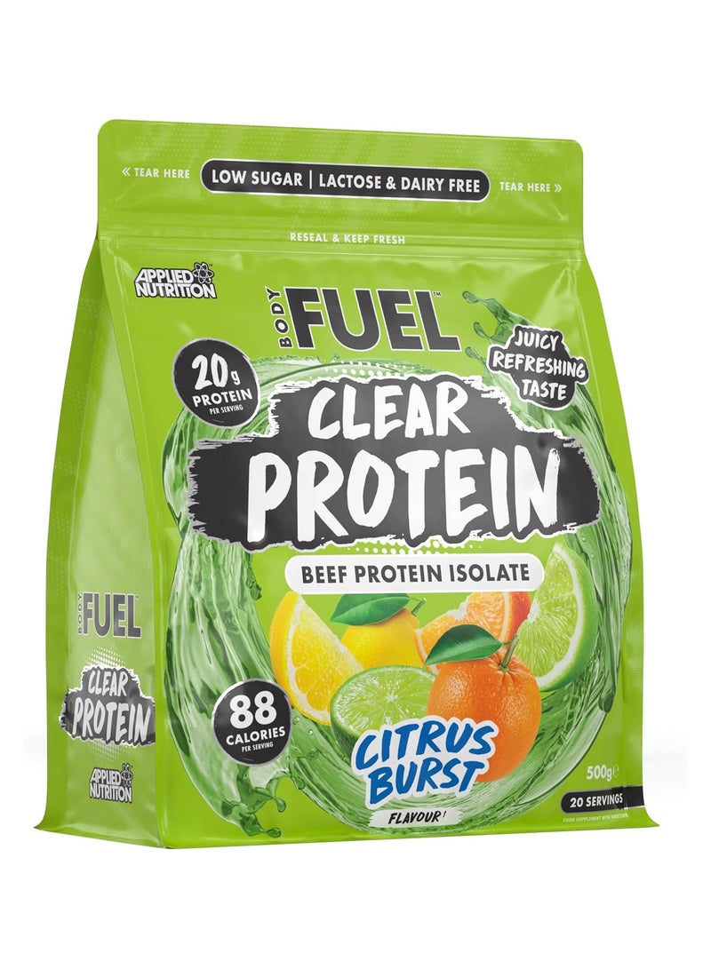 Applied Nutrition Bodyfuel Clear Beef Protein Isolate Citrus Burst Flavor 500g - Image 1