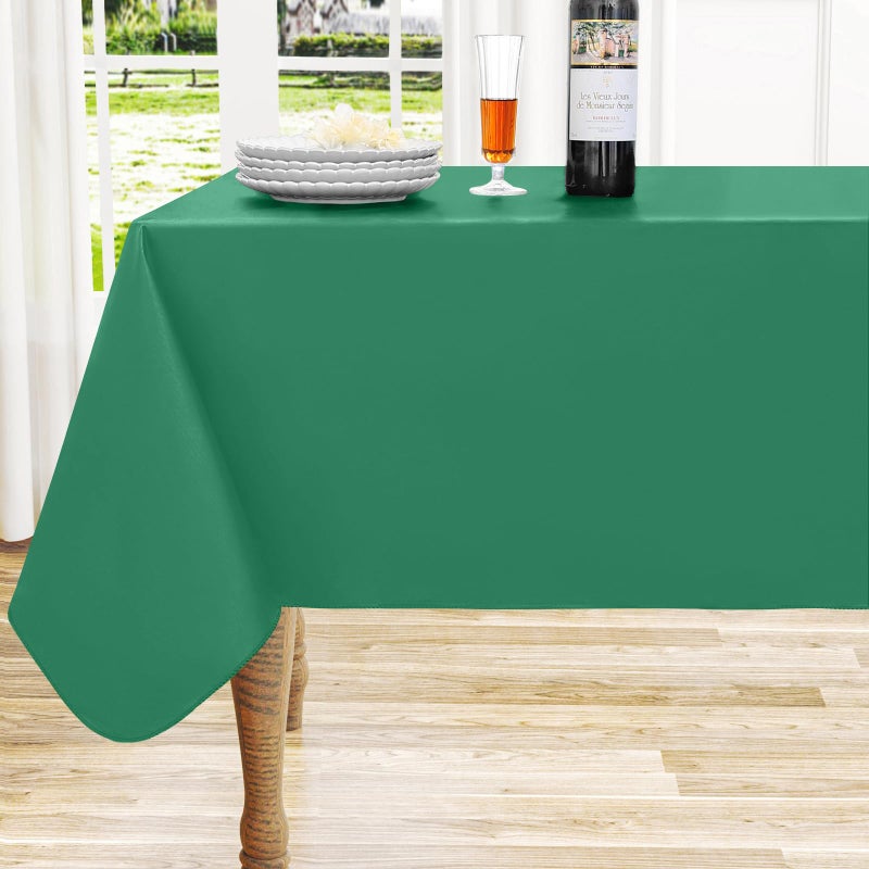 homing Rectangle Vinyl Tablecloth, Waterproof Spillproof Plastic Flannel Backed Table Cloth, Wipe Clean Table Cover for for Dining, Christmas, Parties and Holiday (Emerald Green, 60" x 84") - Image 1