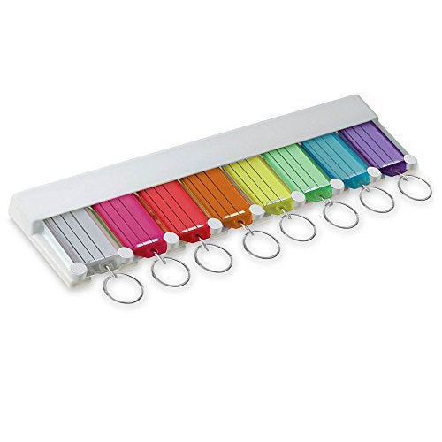 Lucky Line Key Tag Rack with 8 Tags, Assorted Colors, 1 Pack (60580) - Image 1