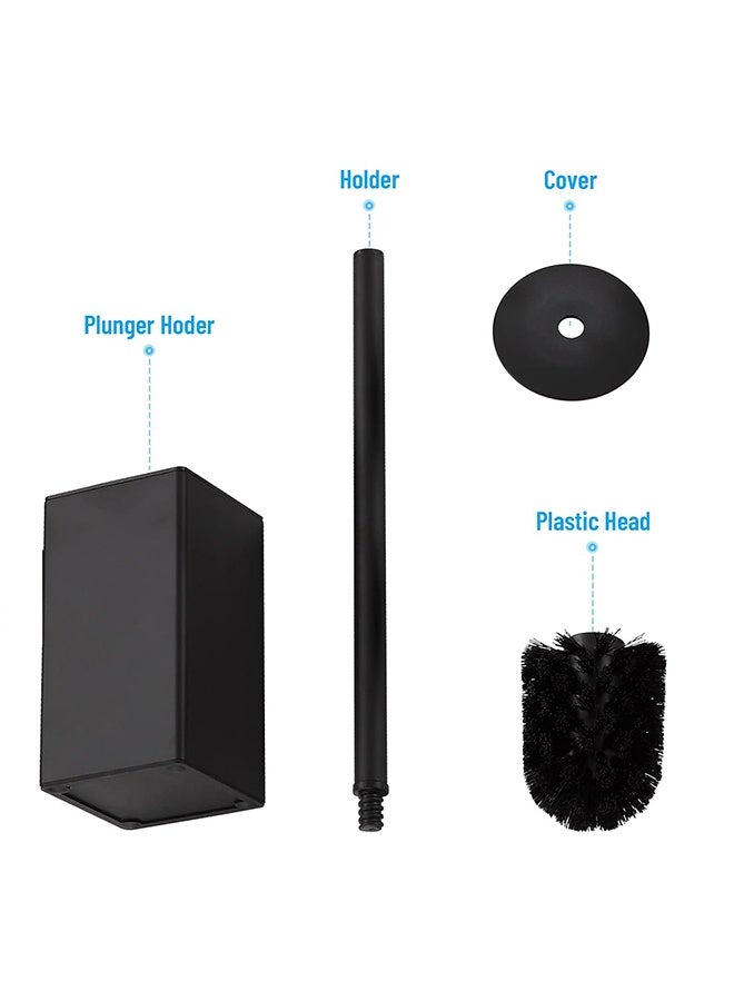 Toilet Brush and Holder Black Toilet Bowl Brush for Ceaning with Stainless Steel Handle Wall Mounted - Image 2