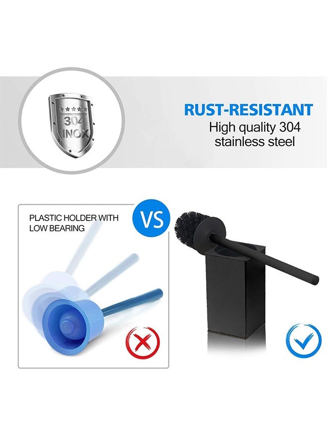 Toilet Brush and Holder Black Toilet Bowl Brush for Ceaning with Stainless Steel Handle Wall Mounted - Image 3