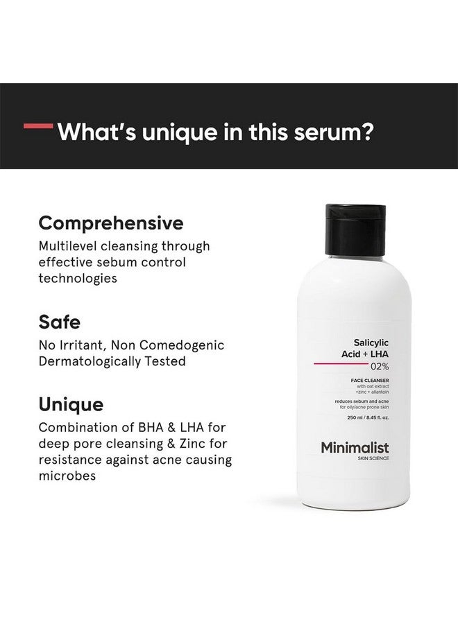 منيماليست غسول وجه بسيط يحتوي على حمض الساليسيليك بنسبة 2% للبشرة الدهنية | خالٍ من الكبريتات، منظف للوجه مضاد لحب الشباب مع حمض الليبوهيدروكسي والزنك لعلاج حب الشباب أو البثور | للنساء والرجال | 250 مل  - Image 3