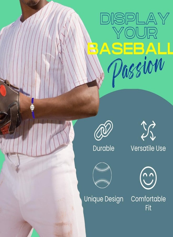 Sportybella Baseball Bracelet, Blue Adjustable Braided Paracord, Baseball Jewelry & Gifts for Players, Teams, Fans and Moms - Image 2