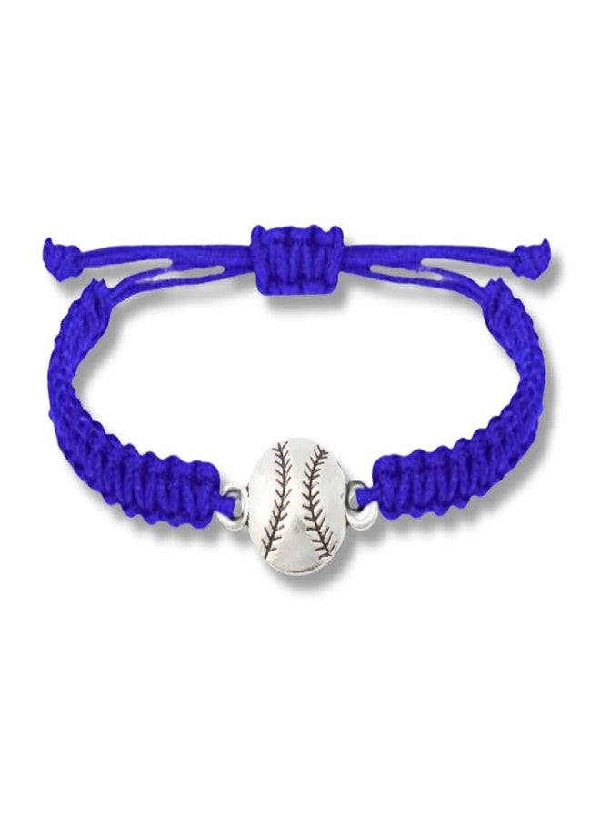 Sportybella Baseball Bracelet, Blue Adjustable Braided Paracord, Baseball Jewelry & Gifts for Players, Teams, Fans and Moms - Image 1