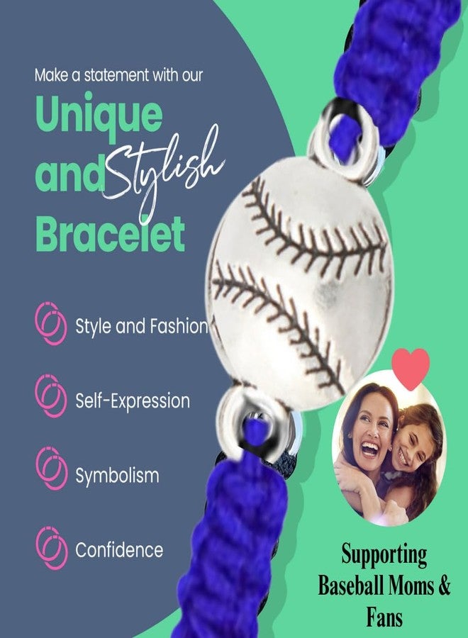 Sportybella Baseball Bracelet, Blue Adjustable Braided Paracord, Baseball Jewelry & Gifts for Players, Teams, Fans and Moms - Image 3