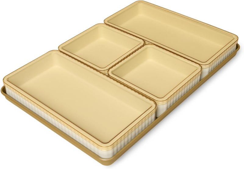 Cravings by Chrissy Teigen 9-Piece Baking Set, Non-Stick Bakeware Set with 2 Large & 2 Small Silicone Trays with 4 Lids & 1 Baking Sheet Tray, Oven-Safe Up To 450°F, CT-BBS9 - Image 1