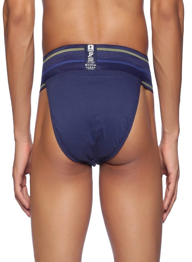 omtex Men's Athletic JP Cotton Stretchable Supporter Back Covered with Cup Pocket, Ideal for Workout and Sports Quick Dry Moisture Wicking Underwear (Pack of 2), NavyBlue - XX-Large - Image 5