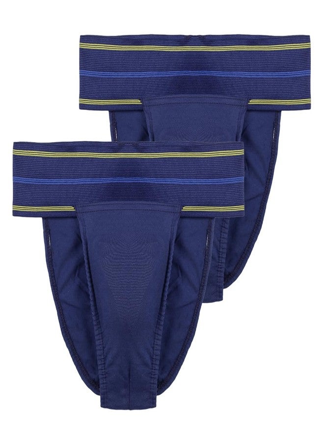 omtex Men's Athletic JP Cotton Stretchable Supporter Back Covered with Cup Pocket, Ideal for Workout and Sports Quick Dry Moisture Wicking Underwear (Pack of 2), NavyBlue - XX-Large - Image 1