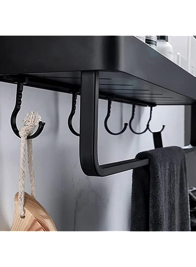 Raxoom 2PCS Bathroom Shower Rack, 15.7 inch Black Bathroom Wall Shelf (2 Tier), Bathroom Shelf with Towel Bar, Wall Mounted Shower Storage Organizer Holder Rack - Image 4