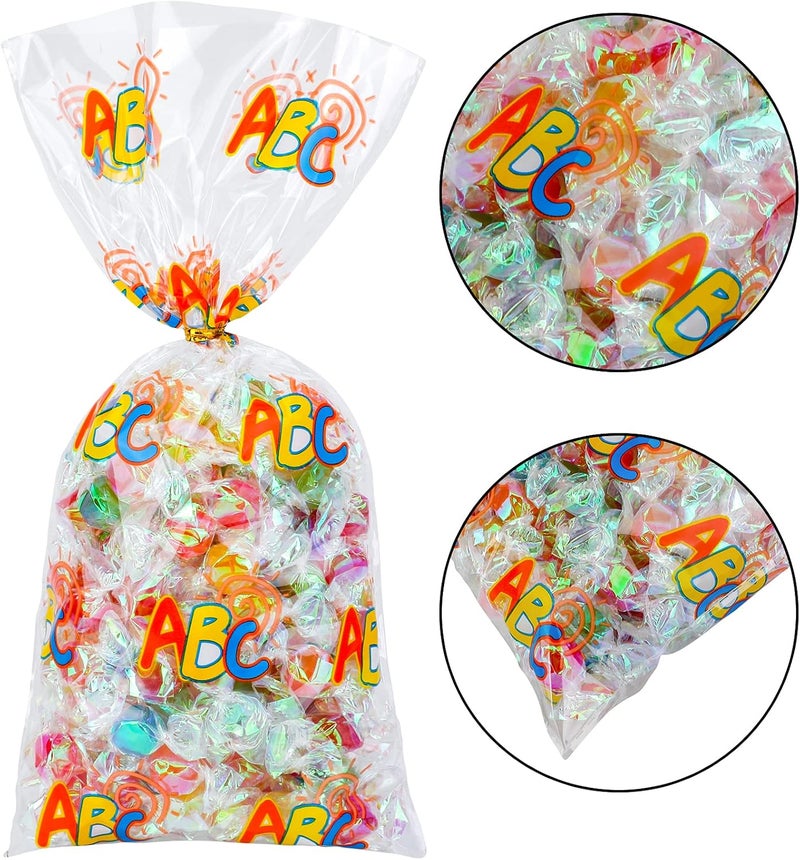 Konsait أكياس سيلوفان للحفلات للعودة إلى المدرسة من كونسايت 100 قطعة، أكياس حلوى و بسكويت واضحة مع روابط ملتوية لمخبز الشوكولاتة والوجبات الخفيفة، أكياس هدايا للحفلات للعودة إلى المدرسة - Image 3