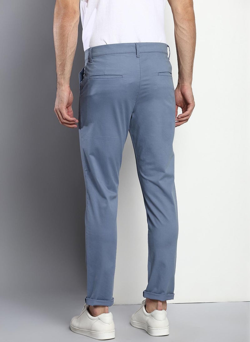 Dennis Lingo Men's Steel Blue Tapered Fit Cotton Chino  - Image 3
