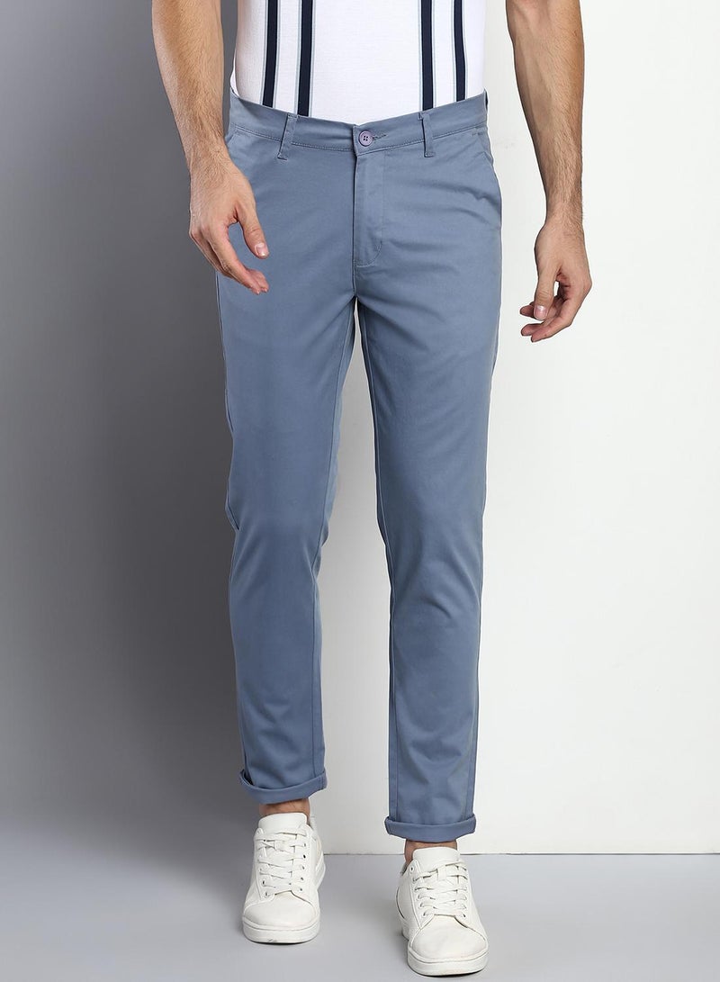 Dennis Lingo Men's Steel Blue Tapered Fit Cotton Chino  - Image 5