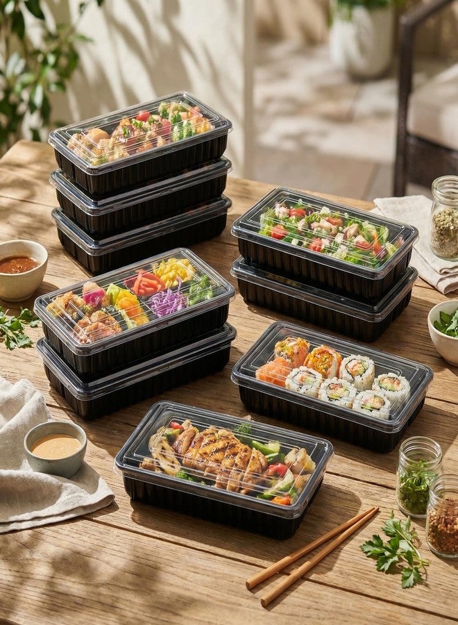 Teecyhooo 30 Pack Catering Trays with Lids 14 Inch Reusable Serving Tray with Lid Plastic Party Platters for Catering, Buffet, Takeout Food, Picnics & Events(14.17 x 6.29 x 2.16 Inch) - Image 2