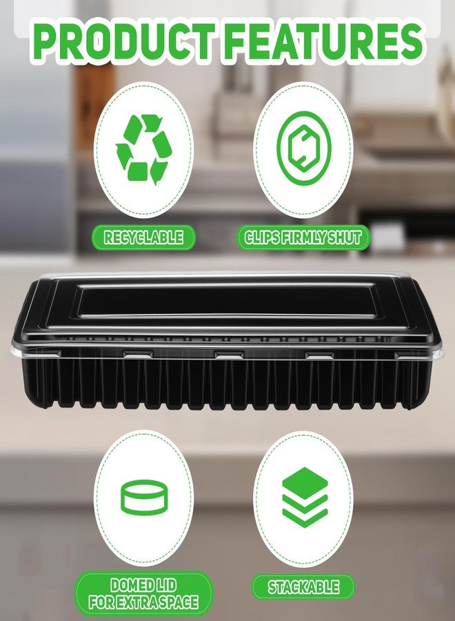 Teecyhooo 30 Pack Catering Trays with Lids 14 Inch Reusable Serving Tray with Lid Plastic Party Platters for Catering, Buffet, Takeout Food, Picnics & Events(14.17 x 6.29 x 2.16 Inch) - Image 4