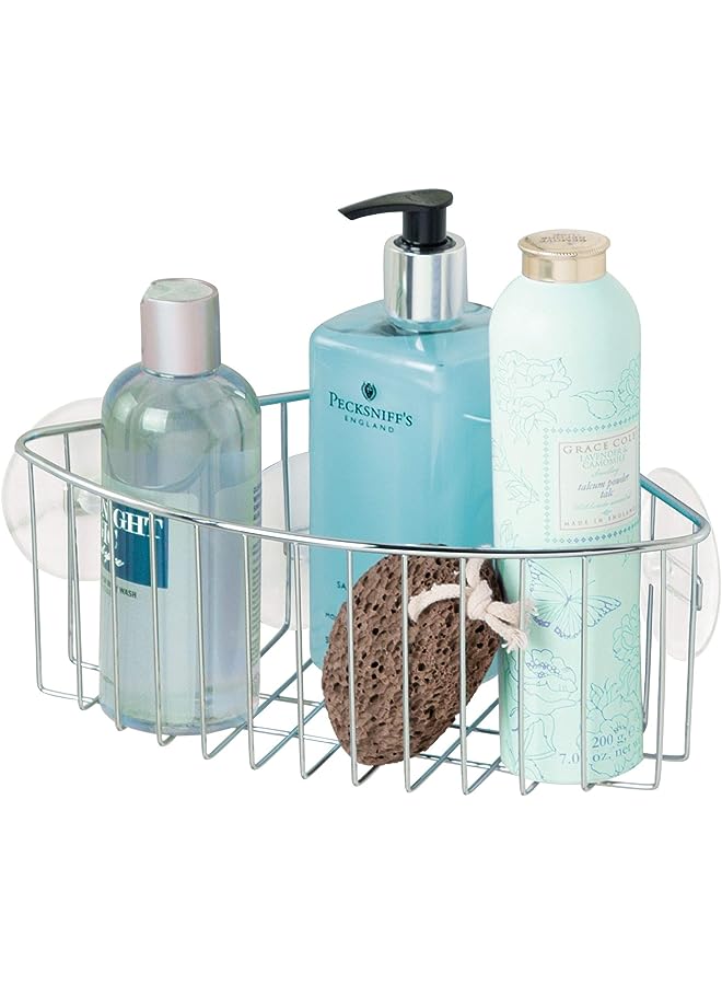 Raxoom Rondo Metal Wire Suction Bathroom Shower Caddy Corner Basket For Shampoo, Conditioner, Soap, Creams, Towels, Razors, Loofahs, Stainless Steel - Image 1
