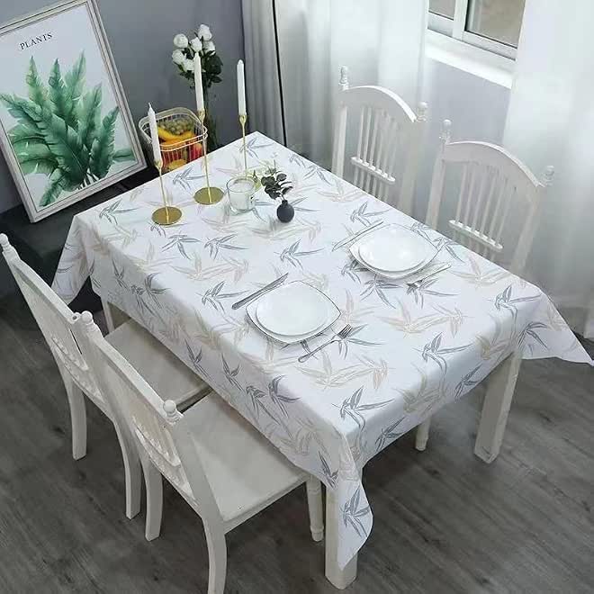 Modern PEVA Waterproof Tablecloth 137x183 cm Rectangular Dining Table Cover for Daily Use Wipeable Durable Kitchen Furniture Protector Grey Pattern