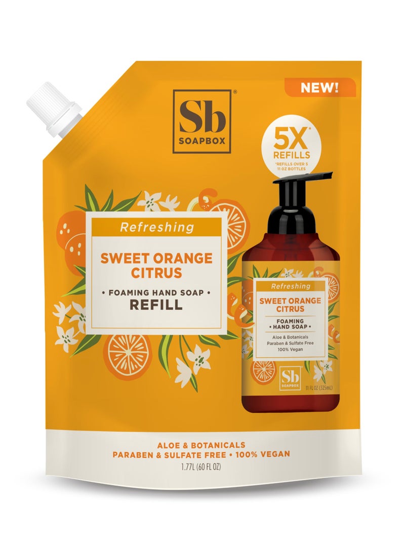 Soapbox Foaming Hand Soap Refill, Sweet Orange Citrus, Gentle & Moisturizing Foaming Hand Wash for Kitchen and Bathroom, Vegan & Cruelty Free, 64oz Half Gallon Refill, Pack of 1 - Image 1