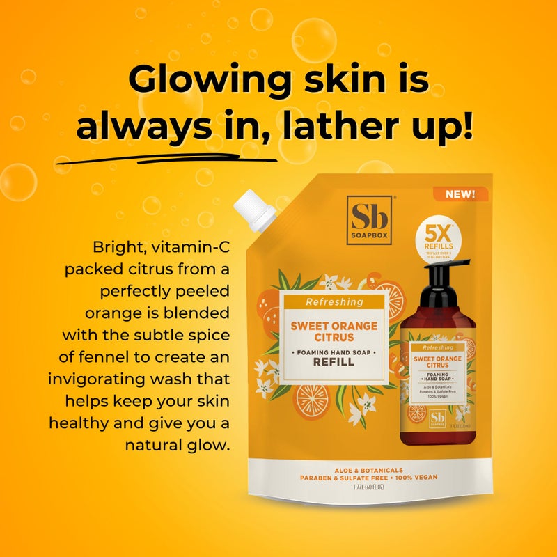 Soapbox Foaming Hand Soap Refill, Sweet Orange Citrus, Gentle & Moisturizing Foaming Hand Wash for Kitchen and Bathroom, Vegan & Cruelty Free, 64oz Half Gallon Refill, Pack of 1 - Image 5