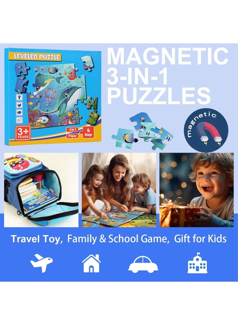 SOLARAE Ocean Puzzles Toys for 3 4 5 6 Year Old Boys and Girls, Magnetic Puzzle for Kids, Educational Games and Preschool Toys for Toddler, Magnet Puzzles for Kids Ages 3-5 - Image 2