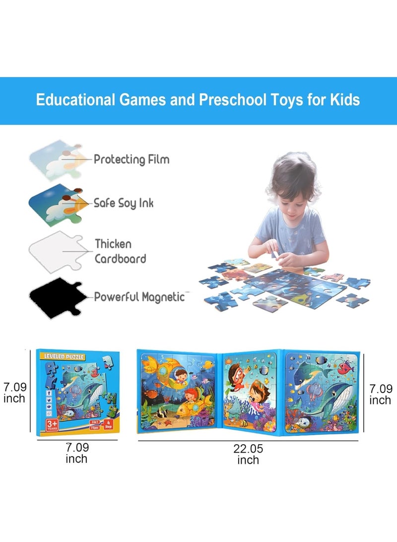 SOLARAE Ocean Puzzles Toys for 3 4 5 6 Year Old Boys and Girls, Magnetic Puzzle for Kids, Educational Games and Preschool Toys for Toddler, Magnet Puzzles for Kids Ages 3-5 - Image 4