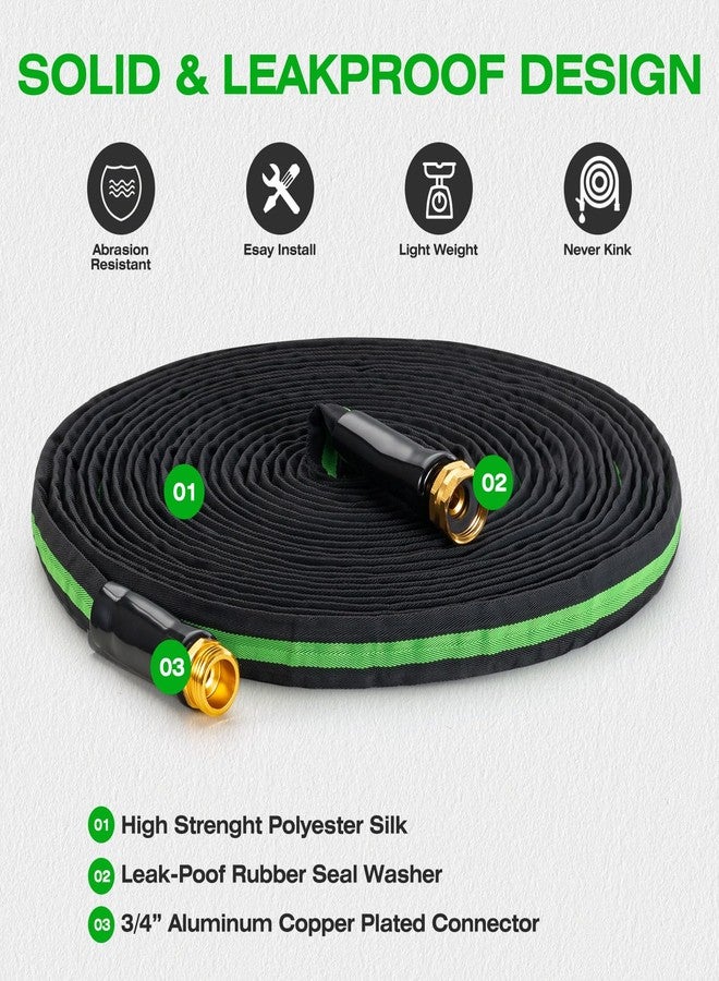 HODUP Garden Hose 50 FT- Sturdy, Flexible, Heavy-Duty, Lightweight, Kink-Free with 3/4" Aluminum Brass Fittings for Watering and Car Washing (black-green, 50 FT) - Image 3