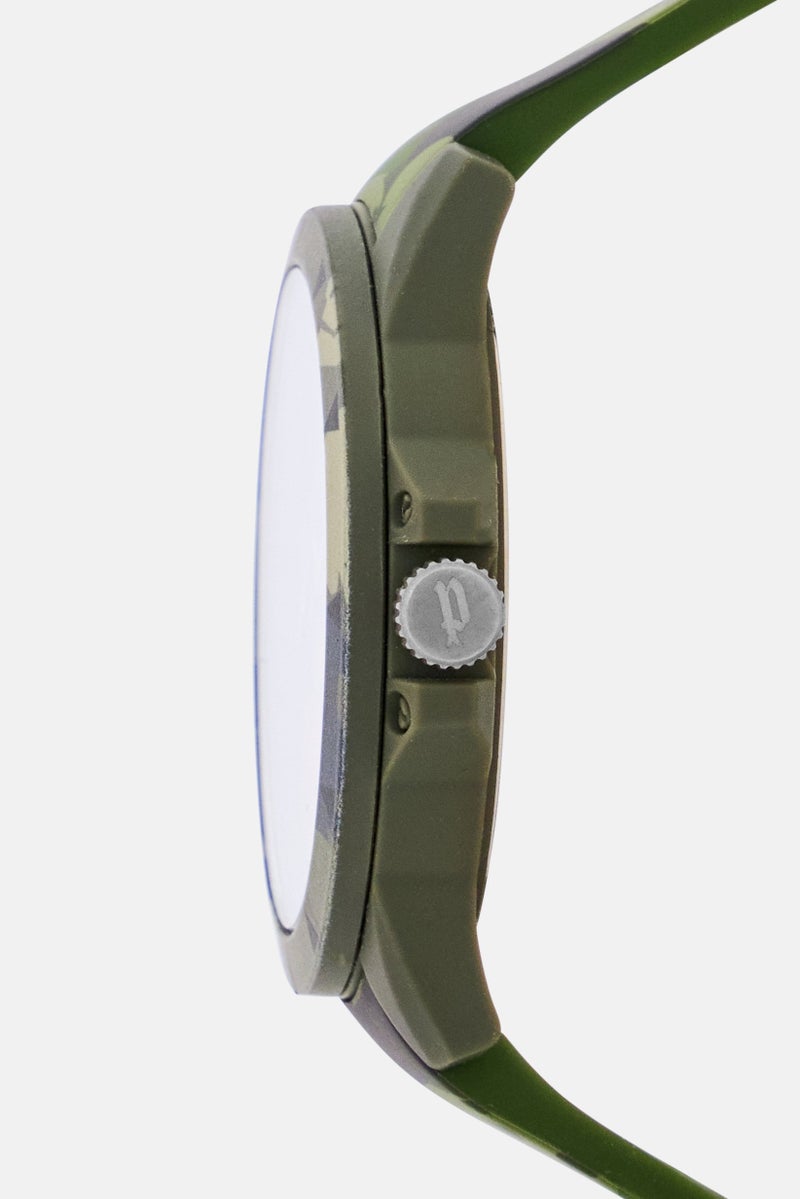POLICE Men PEWUM2119563 Rubber Analog Watch 40 mm With Bracelet, Olive - Image 5