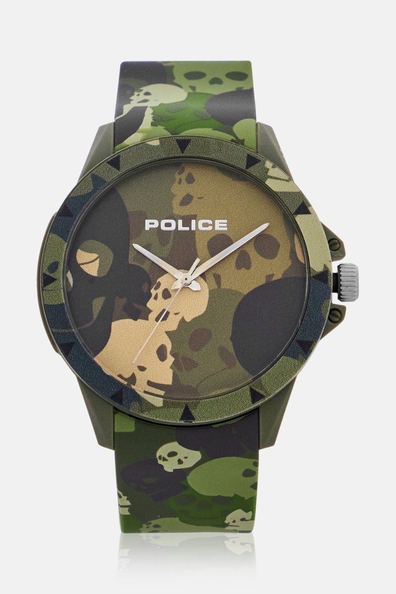 POLICE Men PEWUM2119563 Rubber Analog Watch 40 mm With Bracelet, Olive - Image 3