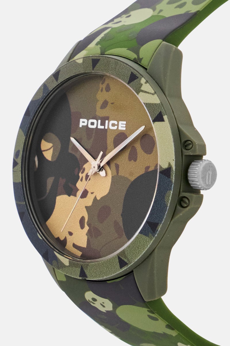 POLICE Men PEWUM2119563 Rubber Analog Watch 40 mm With Bracelet, Olive - Image 4