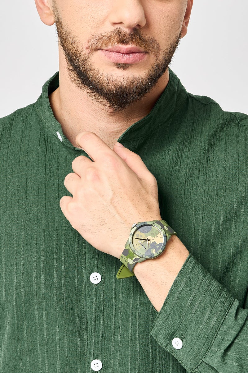 POLICE Men PEWUM2119563 Rubber Analog Watch 40 mm With Bracelet, Olive - Image 2