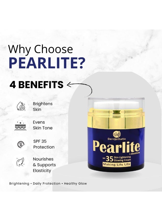 Derresthetic Pearlite Skin Lightening & Glowing Cream SPF 35 30 ml – L-Glutathione - Image 3