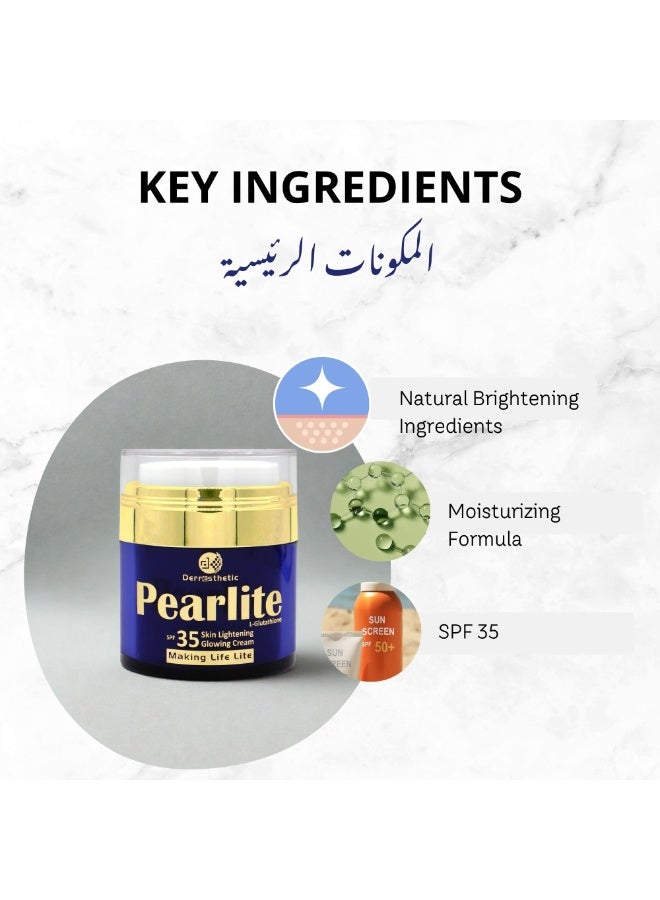 Derresthetic Pearlite Skin Lightening & Glowing Cream SPF 35 30 ml – L-Glutathione - Image 5