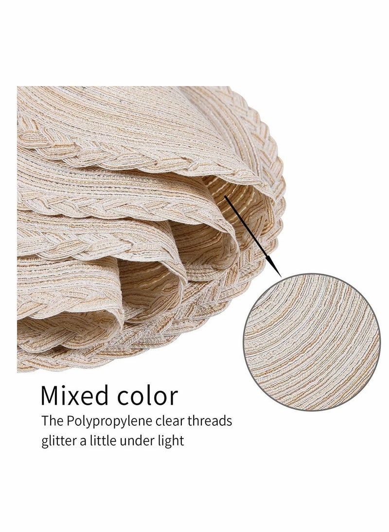 Homing Round Placemats Set of 4 for Dining Table – Woven Heat Resistant Anti-Slid Cotton Kitchen Mats 14 Inch, Easy to Care, Beige