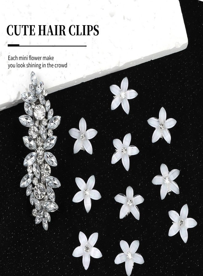 AMCAMI 11PCS Sliver Hair Clips，Rhinestone Hair Barrettes&Mini Flower Clips For Women， Fancy Flower Cute Hair Accessories For Wedding Bride Bridesmaid Prom - Image 4