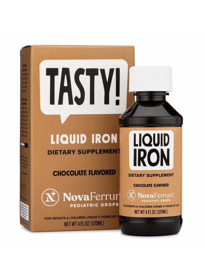 NovaFerrum Tasty | Pediatric Drops Liquid Iron Supplement for Infants, Toddlers & Kids | 15mg of Iron Per 1mL Dose | Ages 4 & Under | Gluten Free | Sugar Free | Chocolate Flavored | 120 Servings - Image 1