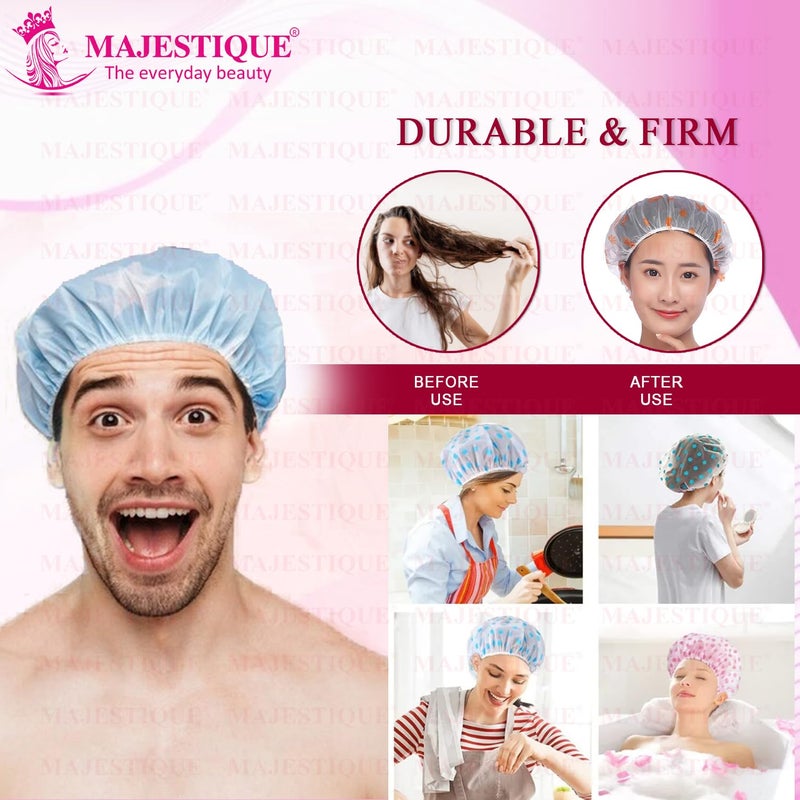 Majestique Shower Cap Set of 1 for Women - Reusable Waterproof Shower Caps with Elastic Band - Free Size Bath Caps for Hair Care, Home, Salon, Spa, Beauty & Hair Treatment - Multicolor Prints - Image 3