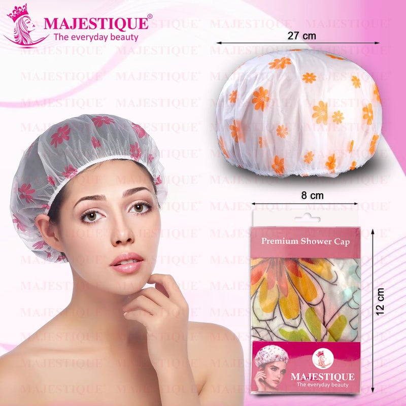 Majestique Shower Cap Set of 1 for Women - Reusable Waterproof Shower Caps with Elastic Band - Free Size Bath Caps for Hair Care, Home, Salon, Spa, Beauty & Hair Treatment - Multicolor Prints - Image 2