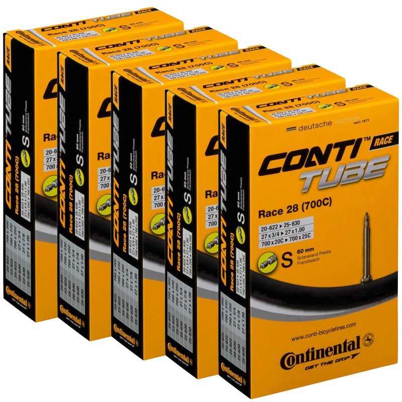 Continental Bicycle Tubes Race 28 700x20-25 SV60 Presta Valve 60mm Bike Tube - Value Bundle 5-in-1 Bicycle Tube 700c - Image 1