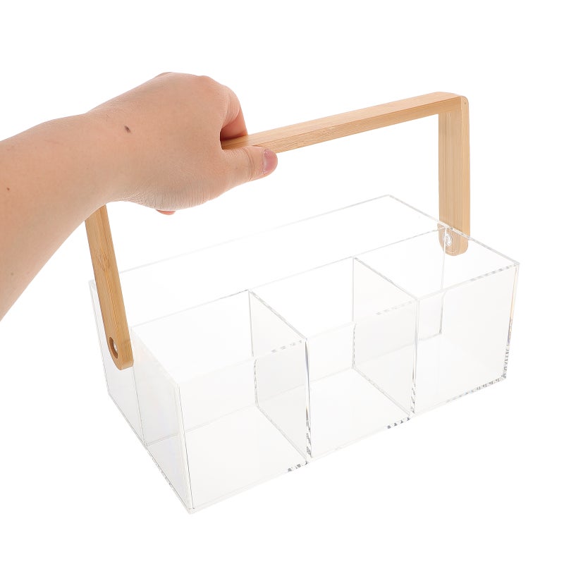 Clear Organizer: Multi-Function Silverware Storage Box With Handle For Picnic Party And Dining Room - Image 2